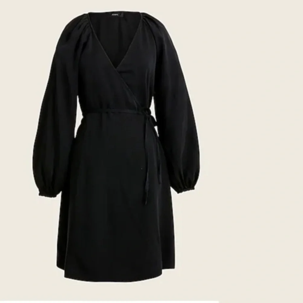 New J Crew Drapey Wrap Mini Dress Black Size Medium